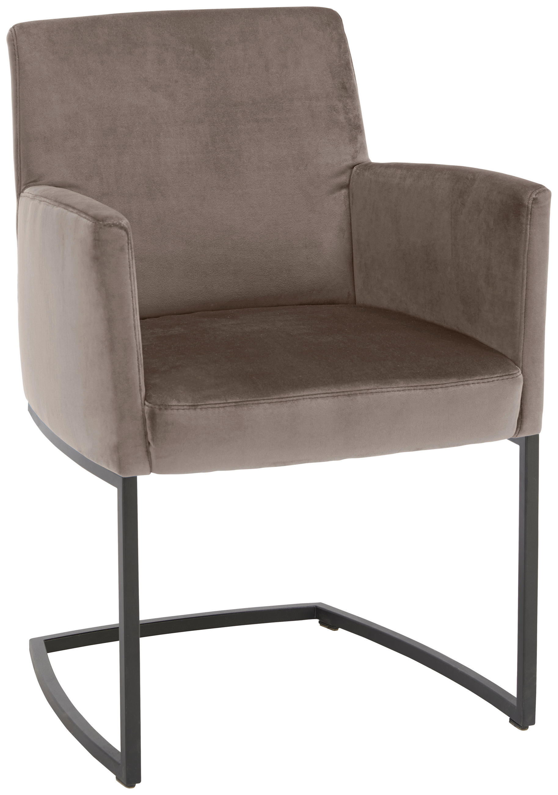 ARMLEHNSTUHL  in Velours  - Graubraun/Schwarz, Design, Textil/Metall (58/88/61cm) - Joop!