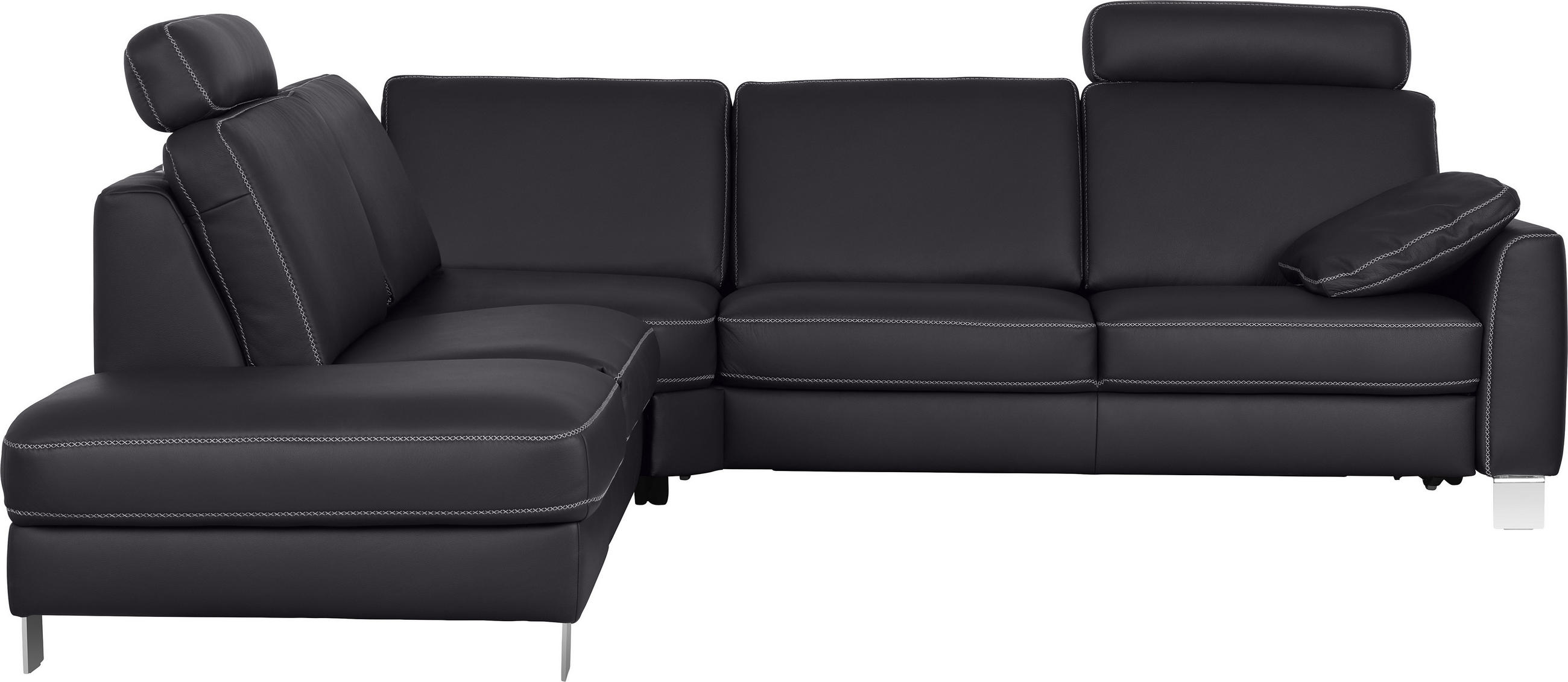 ECKSOFA in Echtleder Anthrazit  293/272 cm  - Chromfarben/Anthrazit, KONVENTIONELL, Leder/Metall (293/272cm) - Valdera