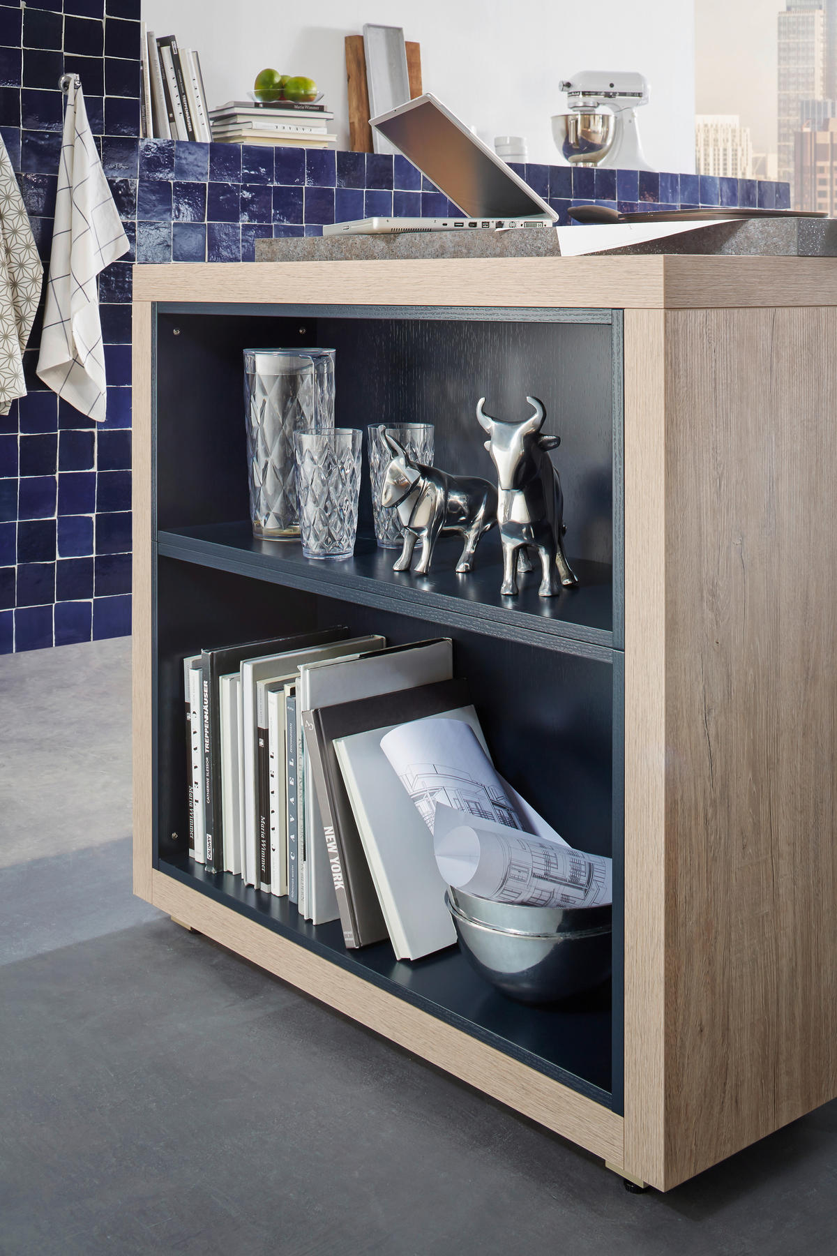 EINBAUKÜCHE  - Eichefarben, Design, Holzwerkstoff - Moderano