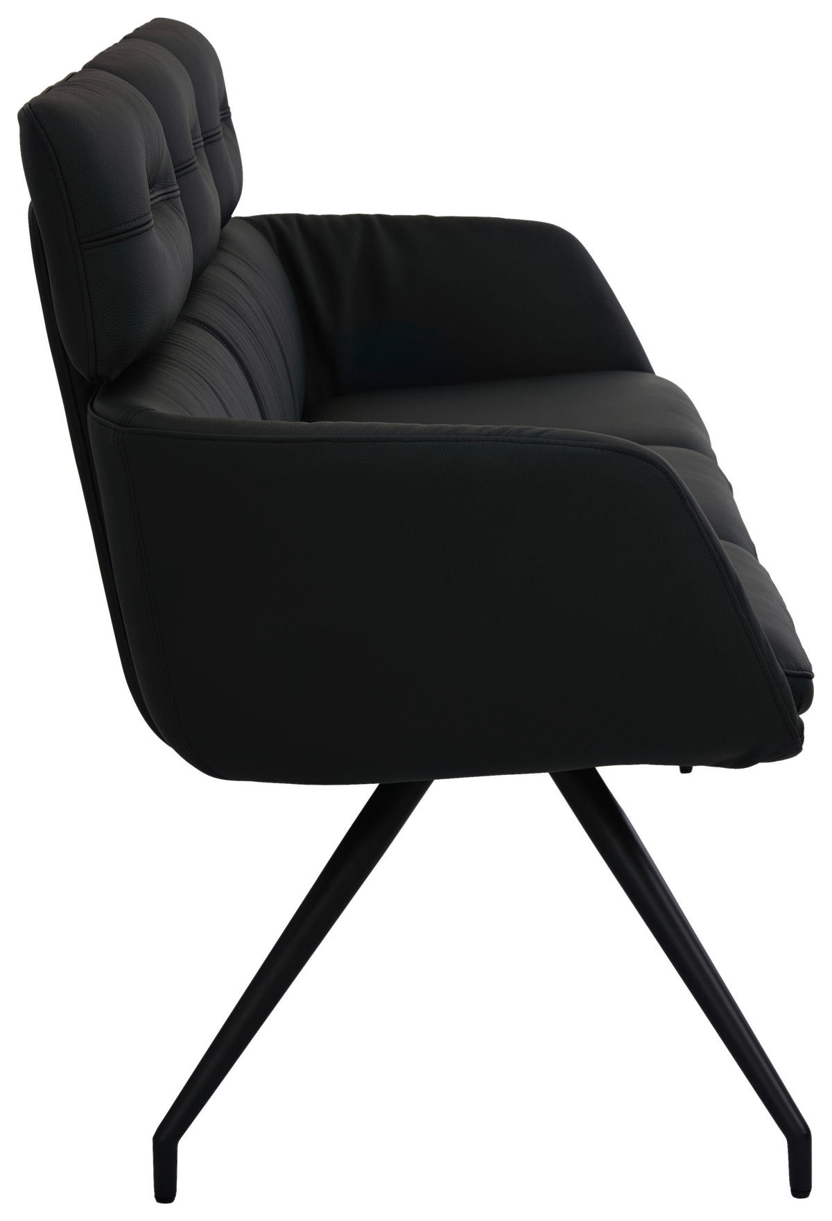 SITZBANK Metall, Leder Schwarz  - Schwarz, Design, Leder/Metall (185/91/70cm) - Dieter Knoll