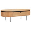 COUCHTISCH Eiche furniert, massiv 120/60/40 cm oval Schwarz, Eichefarben  - Eichefarben/Schwarz, Design, Holz/Holzwerkstoff (120/60/40cm) - Boxxx