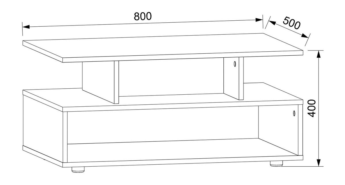 COUCHTISCH in Holzwerkstoff 80/50/40 cm  - Honigeiche/Schwarz, Modern, Holzwerkstoff/Kunststoff (80/50/40cm) - MID.YOU