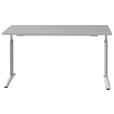 SCHREIBTISCH 140/80/70-82 cm  in Alufarben, Grau  - Alufarben/Grau, KONVENTIONELL, Holzwerkstoff/Metall (140/80/70-82cm) - Moderano