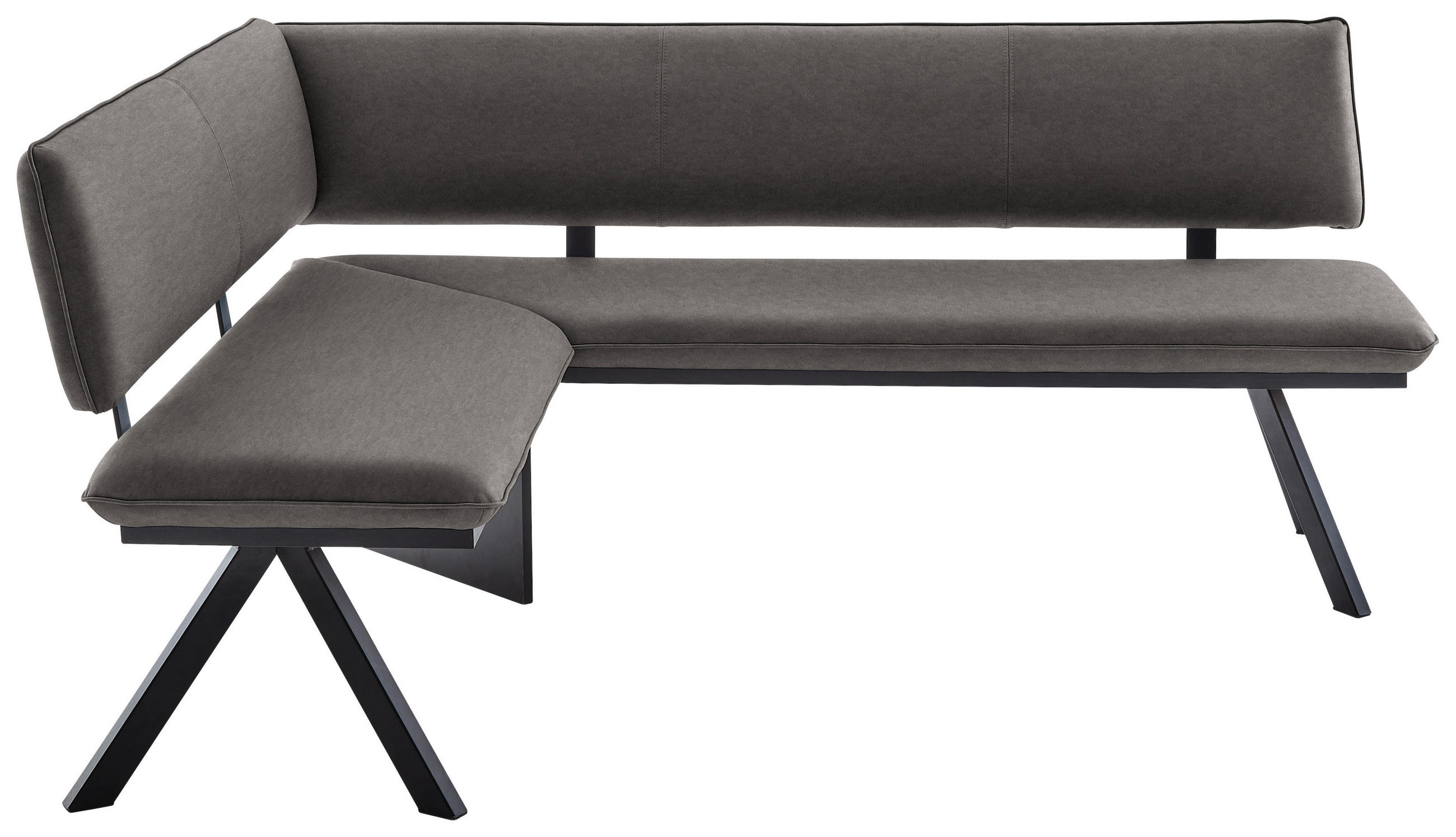 ECKBANK in Metall, Textil Schwarz, Dunkelgrau  - Dunkelgrau/Schwarz, Modern, Textil/Metall (150/190cm) - Cantus