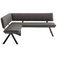 ECKBANK in Metall, Textil Schwarz, Dunkelgrau  - Dunkelgrau/Schwarz, Modern, Textil/Metall (150/190cm) - Cantus