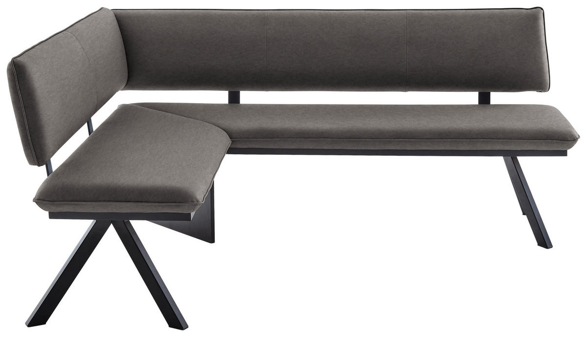 ECKBANK in Metall, Textil Schwarz, Dunkelgrau  - Dunkelgrau/Schwarz, Modern, Textil/Metall (150/190cm) - Cantus