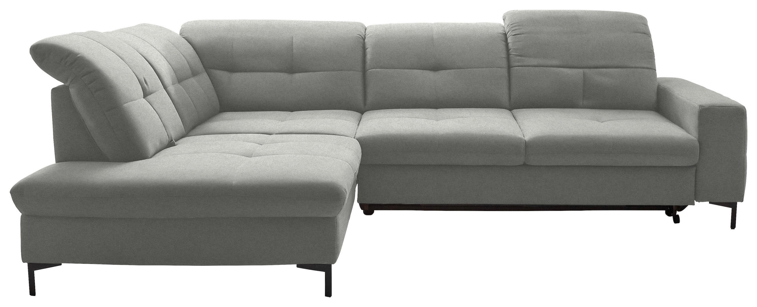 ECKSOFA in Chenille Hellgrau  - Hellgrau/Schwarz, Design, Textil/Metall (240/308cm) - Xora