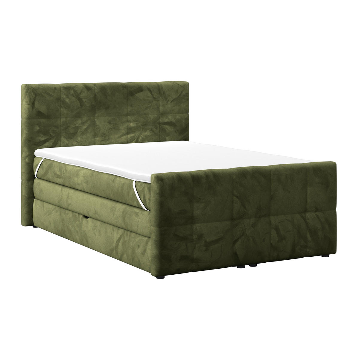 BOXSPRINGBETT 140/200 cm,  in Dunkelgrün, gepolstertes Kopfteil, Bettkasten, Topper, Matratzen, H3 + H3 = fest  - Dunkelgrün, KONVENTIONELL, Holz/Holzwerkstoff (140/200cm) - Luca Bessoni