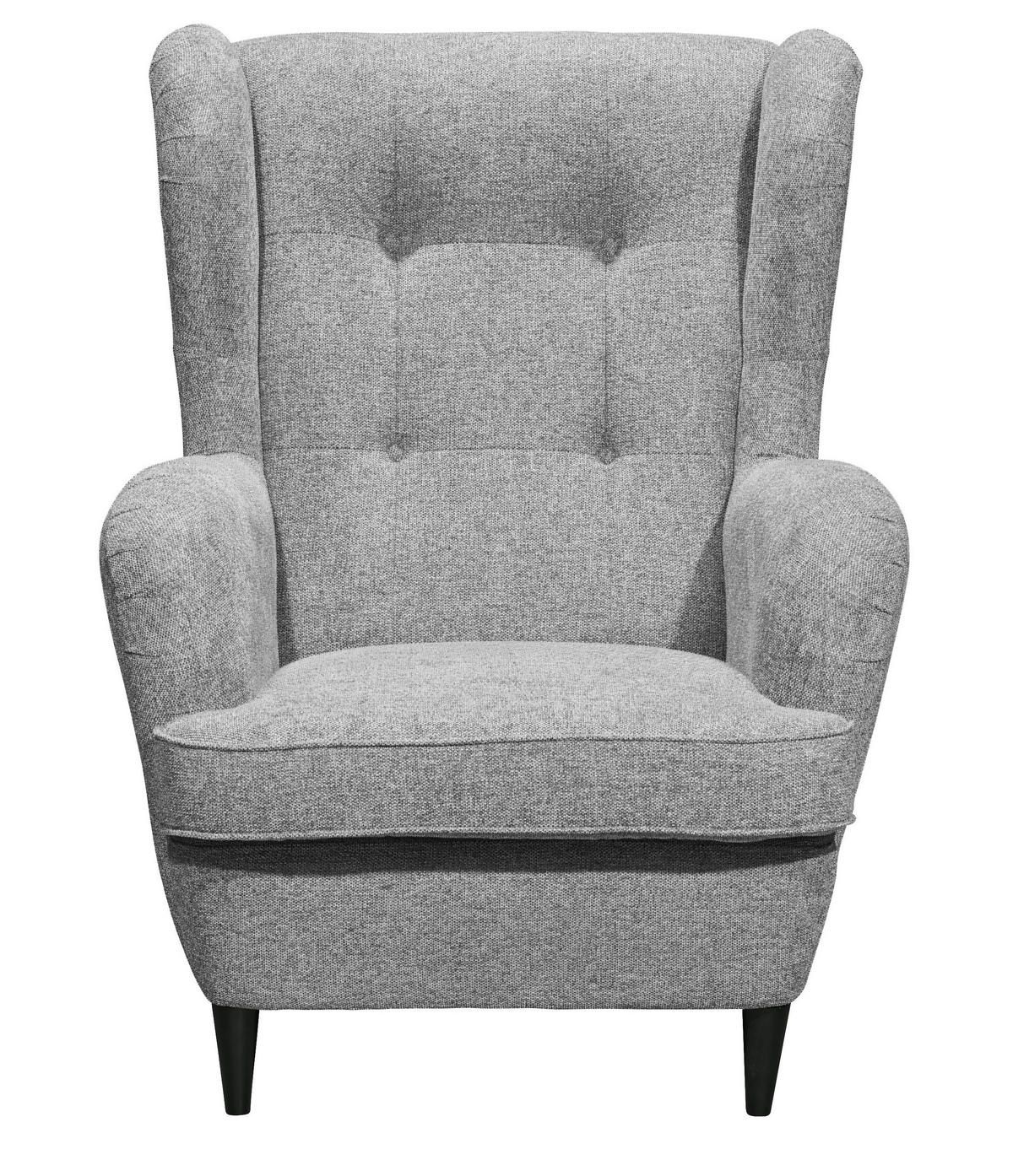 OHRENSESSEL Webstoff Grau  - Schwarz/Grau, Basics, Holz/Textil (78/102/98cm) - Carryhome