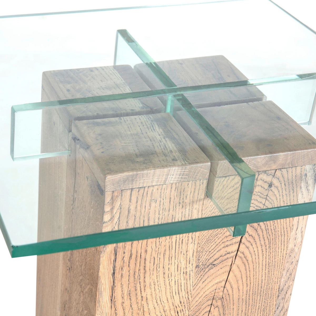 BEISTELLTISCH in Holz, Glas 40/40/50 cm  - Eichefarben, Design, Glas/Holz (40/40/50cm)