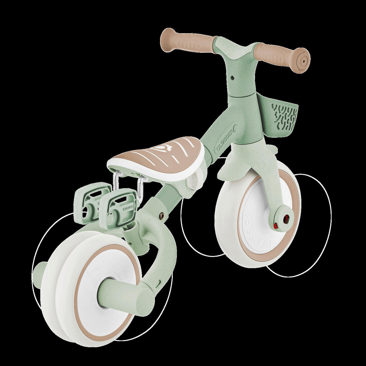 DREIRAD LEARNING TRIKE 2in1 PLUS ECO  - Salbeigrün, Basics, Kunststoff (62,2/42,1/84,3cm) - GLOBBER