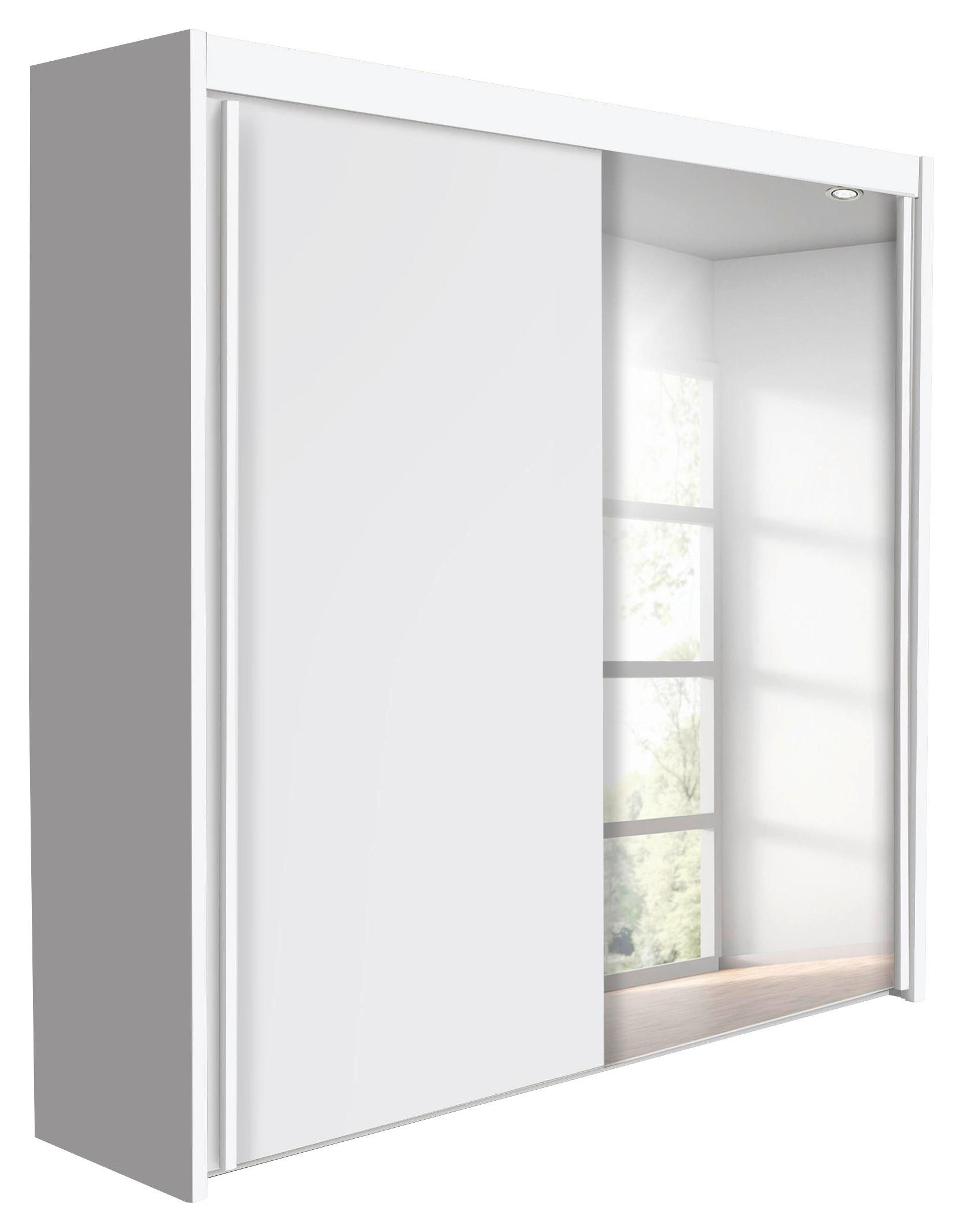 SCHWEBETÜRENSCHRANK 2-türig Weiß - Weiß, Basics, Glas/Holzwerkstoff (181/197/65cm) - Cantus