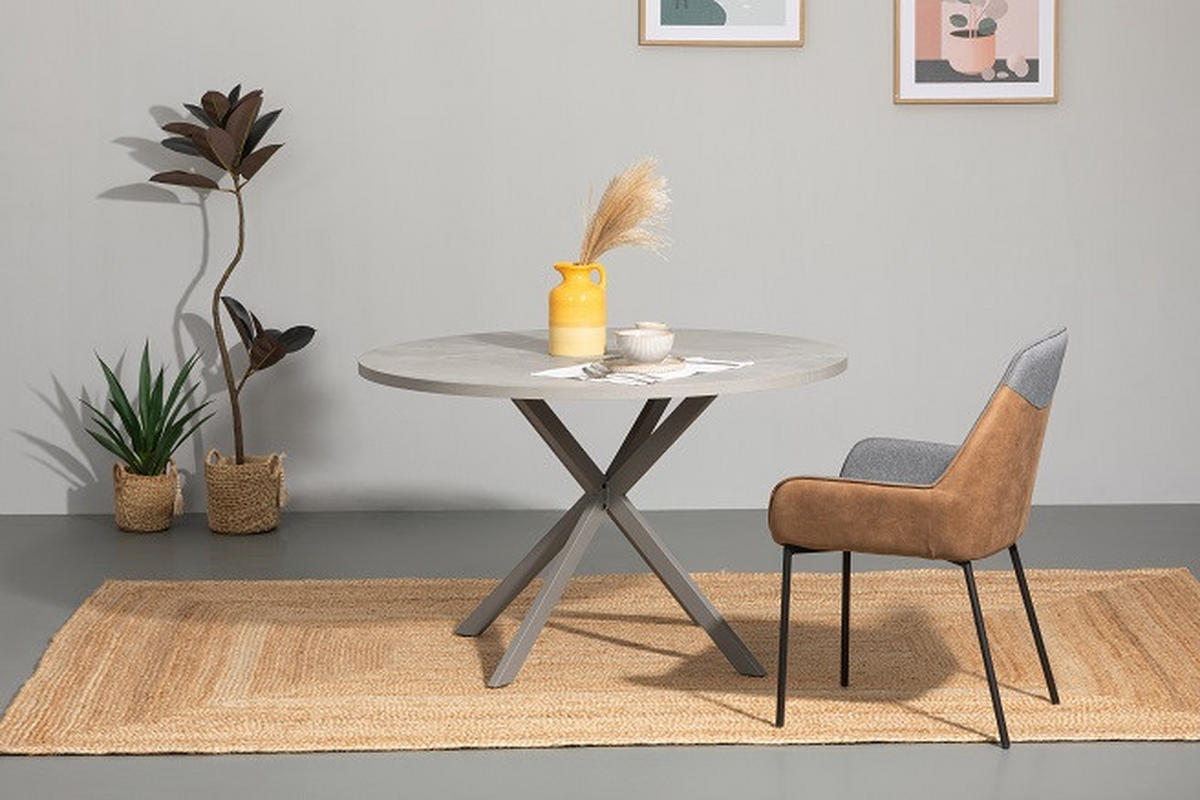 ESSTISCH in Metall, Holzwerkstoff 120/120/75 cm   - Grau, Modern, Holzwerkstoff/Metall (120/120/75cm) - MID.YOU