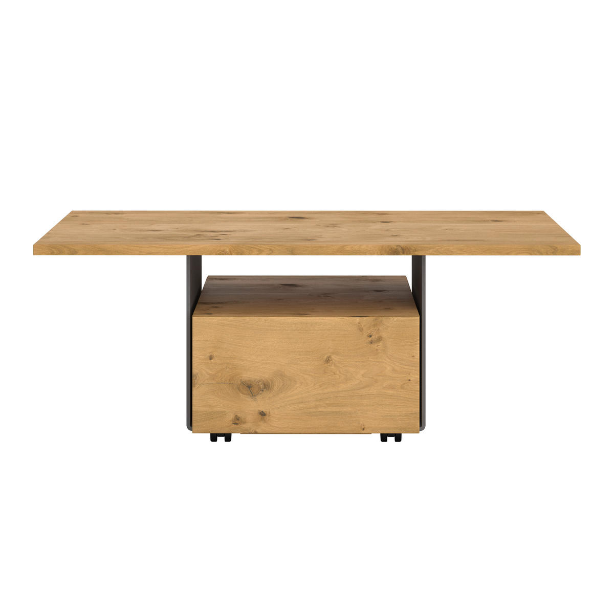 COUCHTISCH Wildeiche furniert, massiv 115/70/43 cm rechteckig Anthrazit, Eichefarben  - Eichefarben/Anthrazit, Natur, Holz/Metall (115/70/43cm) - Voglauer