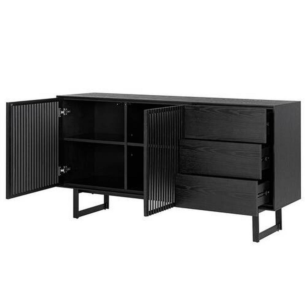 ŠIROKÁ KOMODA, dub, jaseň, čierna, 160/80/40 cm - čierna, Design, kov/drevo (160/80/40cm) - home24
