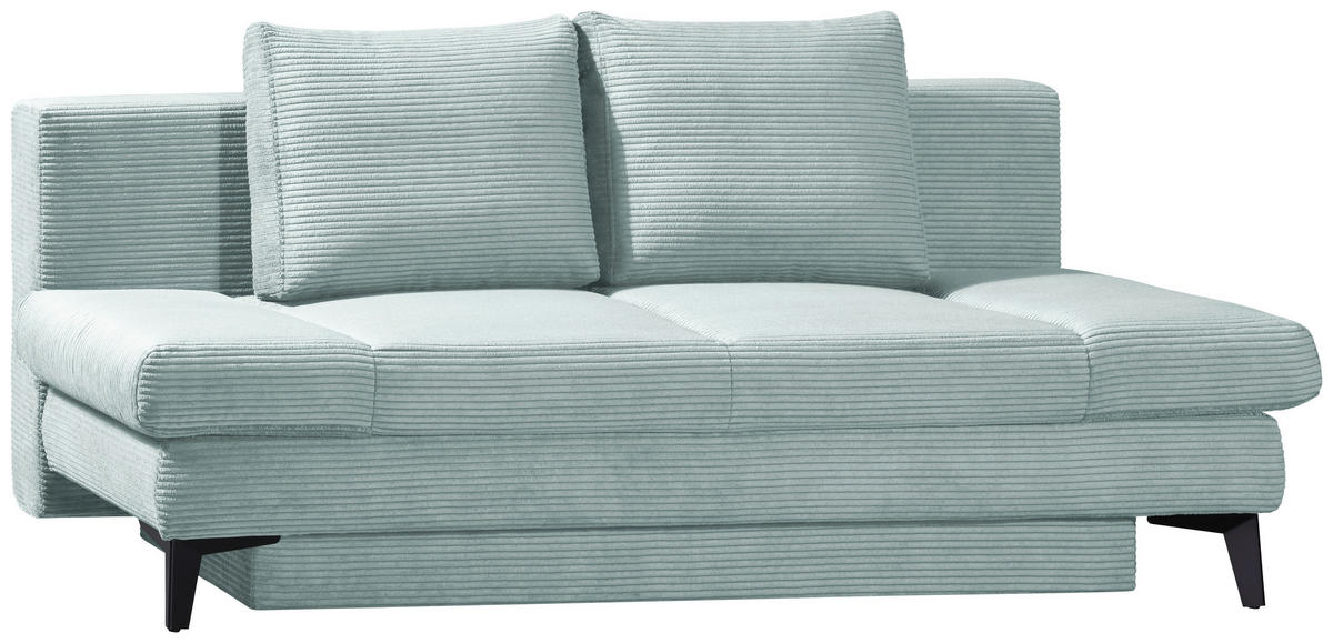 SCHLAFSOFA Cord Hellblau  inkl. Bettkasten, Schlaffunktion, Armteilverstellung  - Schwarz/Hellblau, Design, Textil/Metall (200/85/90cm) - Novel