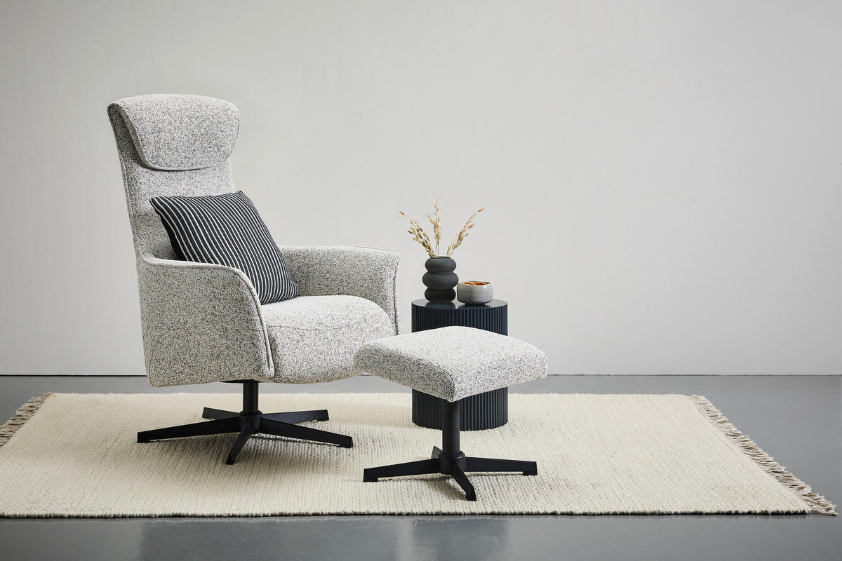 RELAXSESSELSET Mikrofaser Relaxfunktion    - Greige/Schwarz, Design, Textil/Metall (76/110/85.5cm) - Welnova