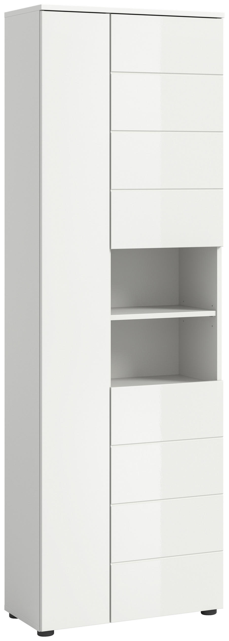 HOCHSCHRANK 60/190/34 cm  - Weiß Hochglanz/Schwarz, MODERN, Holzwerkstoff/Kunststoff (60/190/34cm) - MID.YOU