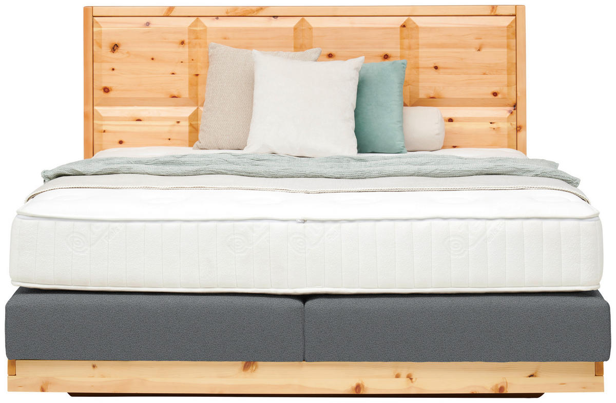 BOXSPRINGBETT 180/200 cm  Zirbelkieferfarben, Dunkelgrau  - Dunkelgrau/Zirbelkieferfarben, Natur, Holz/Textil (180/200cm) - Valnatura