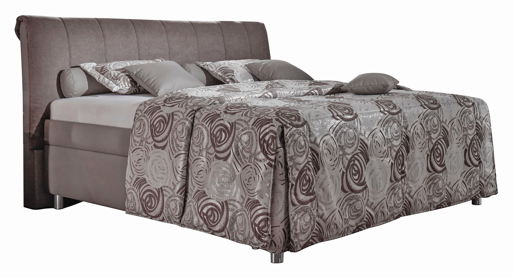 POLSTERBETT Matratze, Lattenrost, Bettkasten Braun 180/200 cm  - Birkefarben/Silberfarben, KONVENTIONELL, Holz/Textil (180/200cm) - Esposa