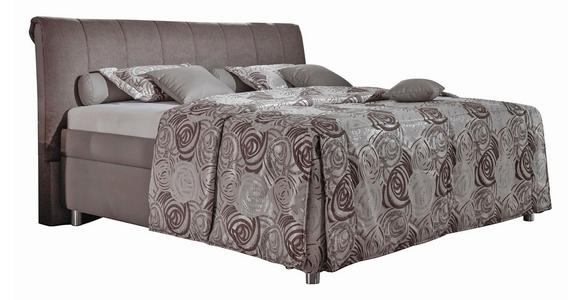 POLSTERBETT Matratze, Lattenrost, Bettkasten Braun 180/200 cm  - Birkefarben/Silberfarben, KONVENTIONELL, Holz/Textil (180/200cm) - Esposa