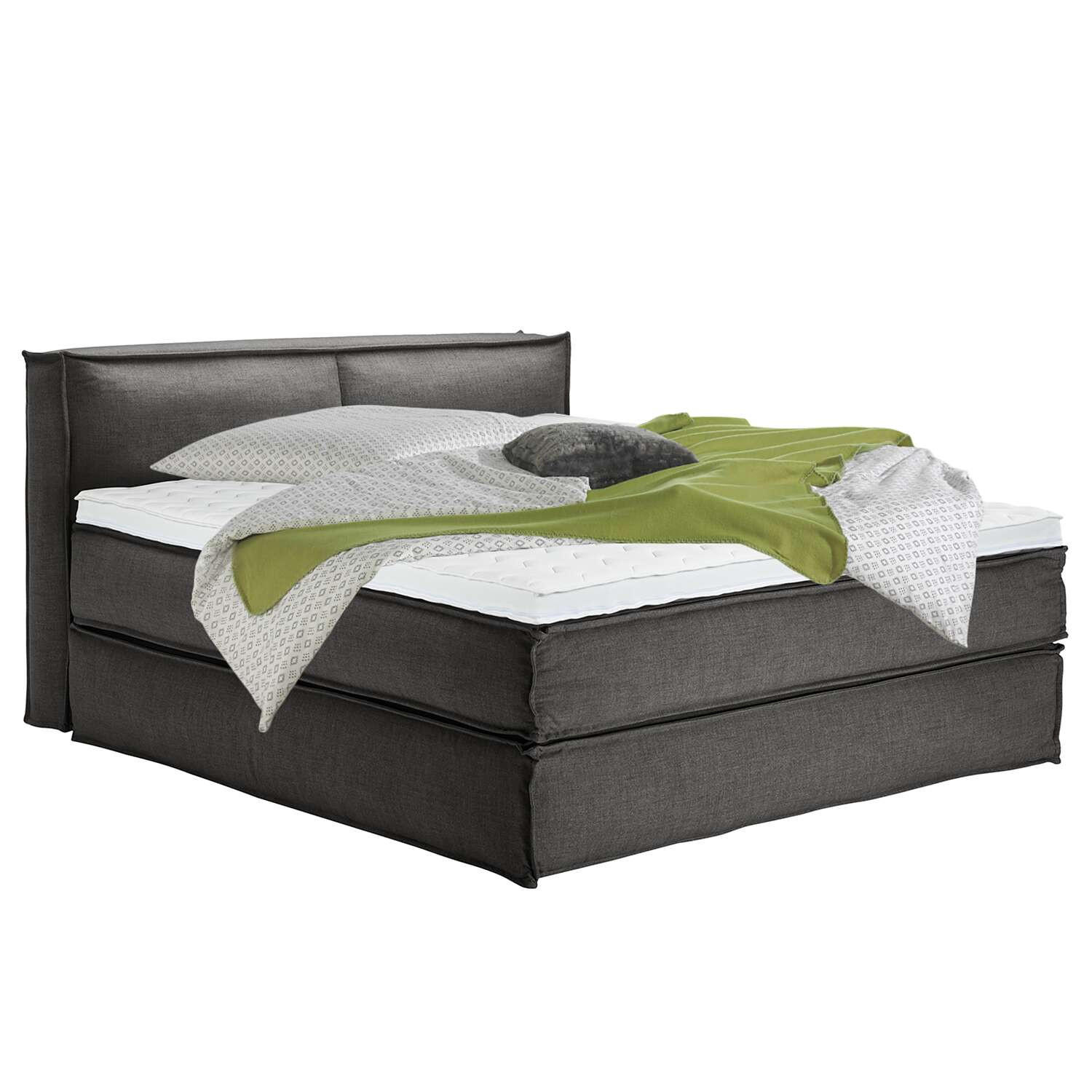BOXSPRINGBETT 180/200 cm  in Anthrazit  - Anthrazit/Schwarz, Design, Textil (180/200cm) - home24