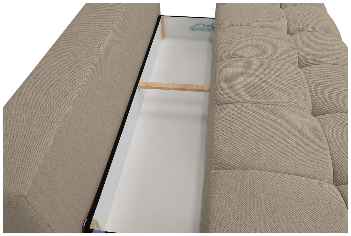 BOXSPRINGSOFA in Chenille Beige  - Beige/Schwarz, MODERN, Kunststoff/Textil (210/72/105cm) - Cantus