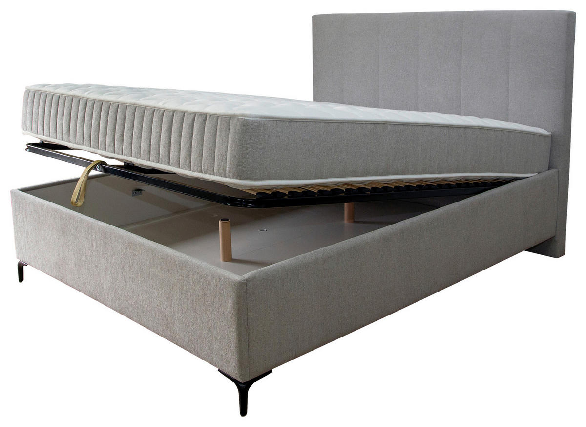 POSTELJA Z VZMETNICO   x  , leseni material  - črna, Moderno, leseni material (160/200cm) - Hespo