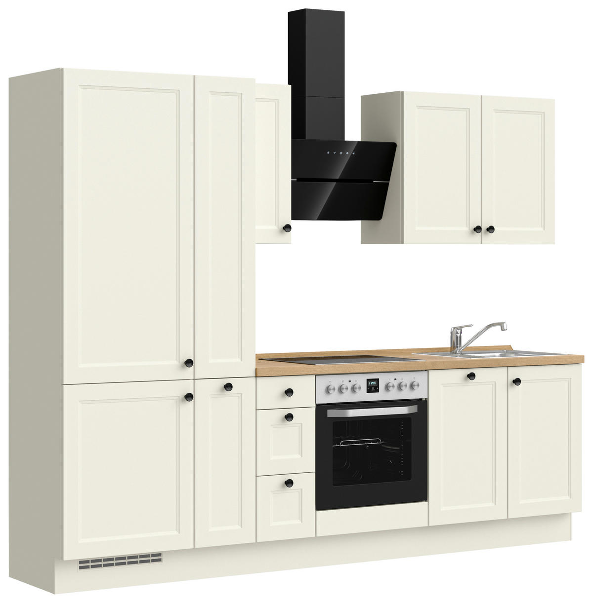 KÜCHENBLOCK Cascada 270 cm  in Weiß, Eichefarben  - Eichefarben/Schwarz, MODERN, Holzwerkstoff/Metall (270cm) - Nobilia