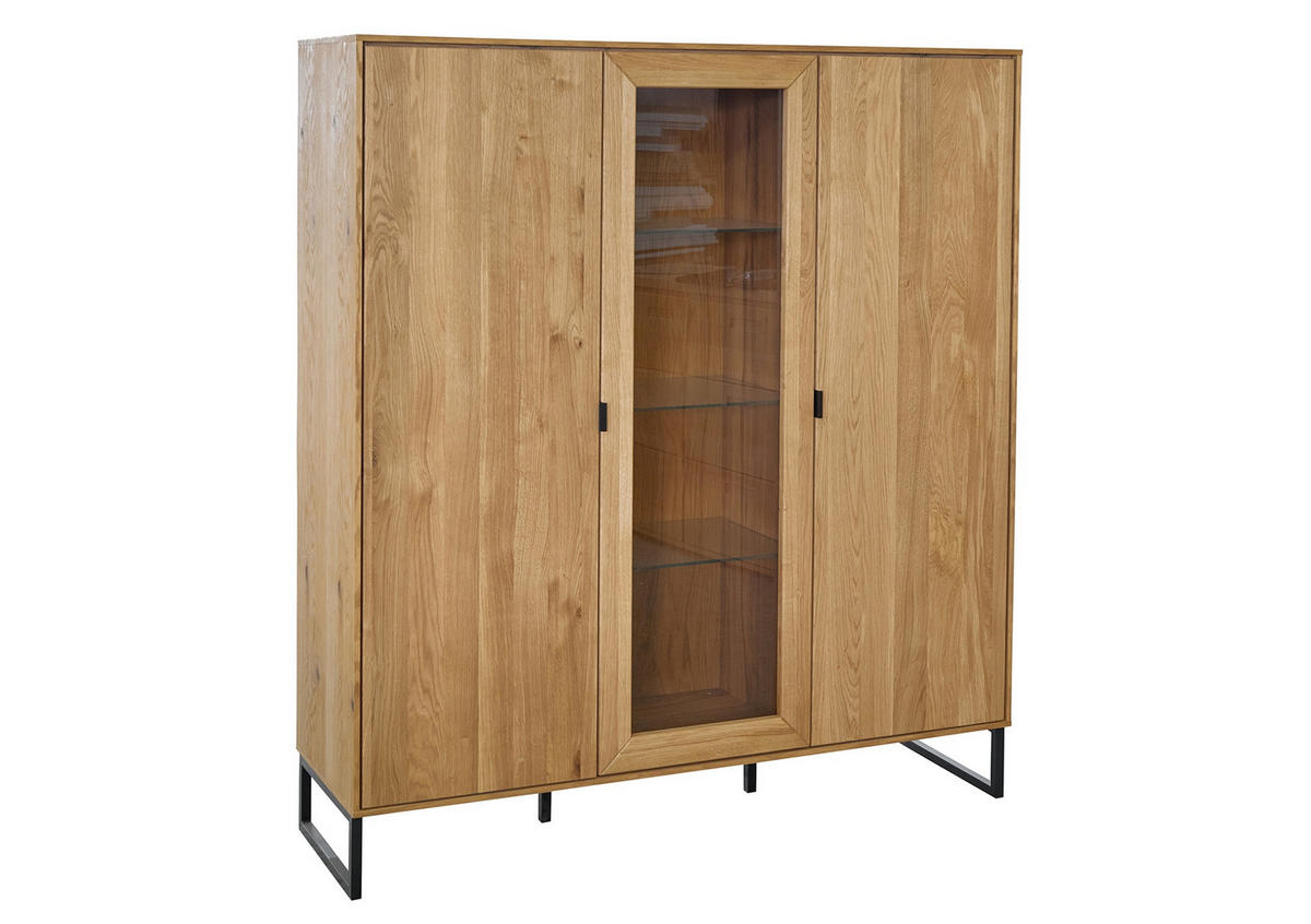 VITRINE  in furniert Eiche Eichefarben  - Eichefarben/Schwarz, Natur, Glas/Holz (137/151,2/40cm) - Carryhome