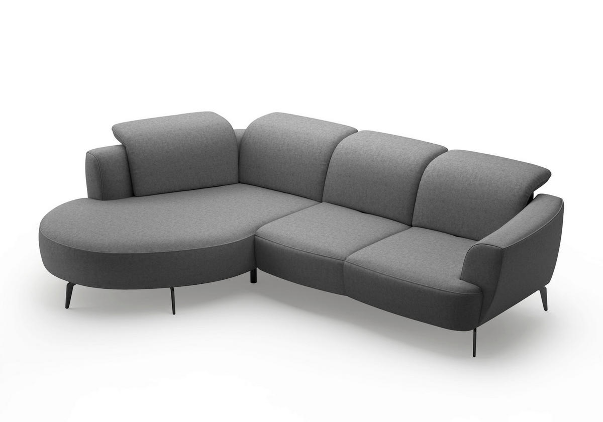 ECKSOFA in Flachgewebe Dunkelgrau  - Dunkelgrau/Schwarz, Konventionell, Textil/Metall (199/309cm) - Sit & More
