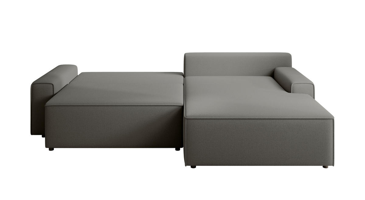 ECKSCHLAFSOFA CHALLANGE  mit Schlafen auf Sitzhöhe, Rücken echt, Armteil links, Armteil rechts Struktur Greige  - Greige/Schwarz, MODERN, Kunststoff/Textil (246/168cm) - Trendmanufaktur