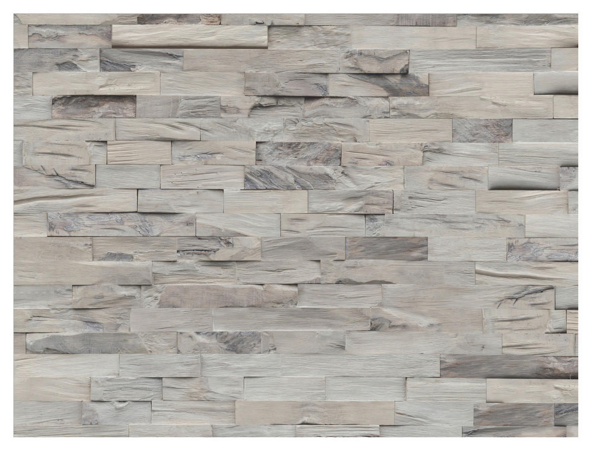 WANDVERKLEIDUNG Kautschukholz  - Grauweiß, Basics, Holz (61/15/2cm)