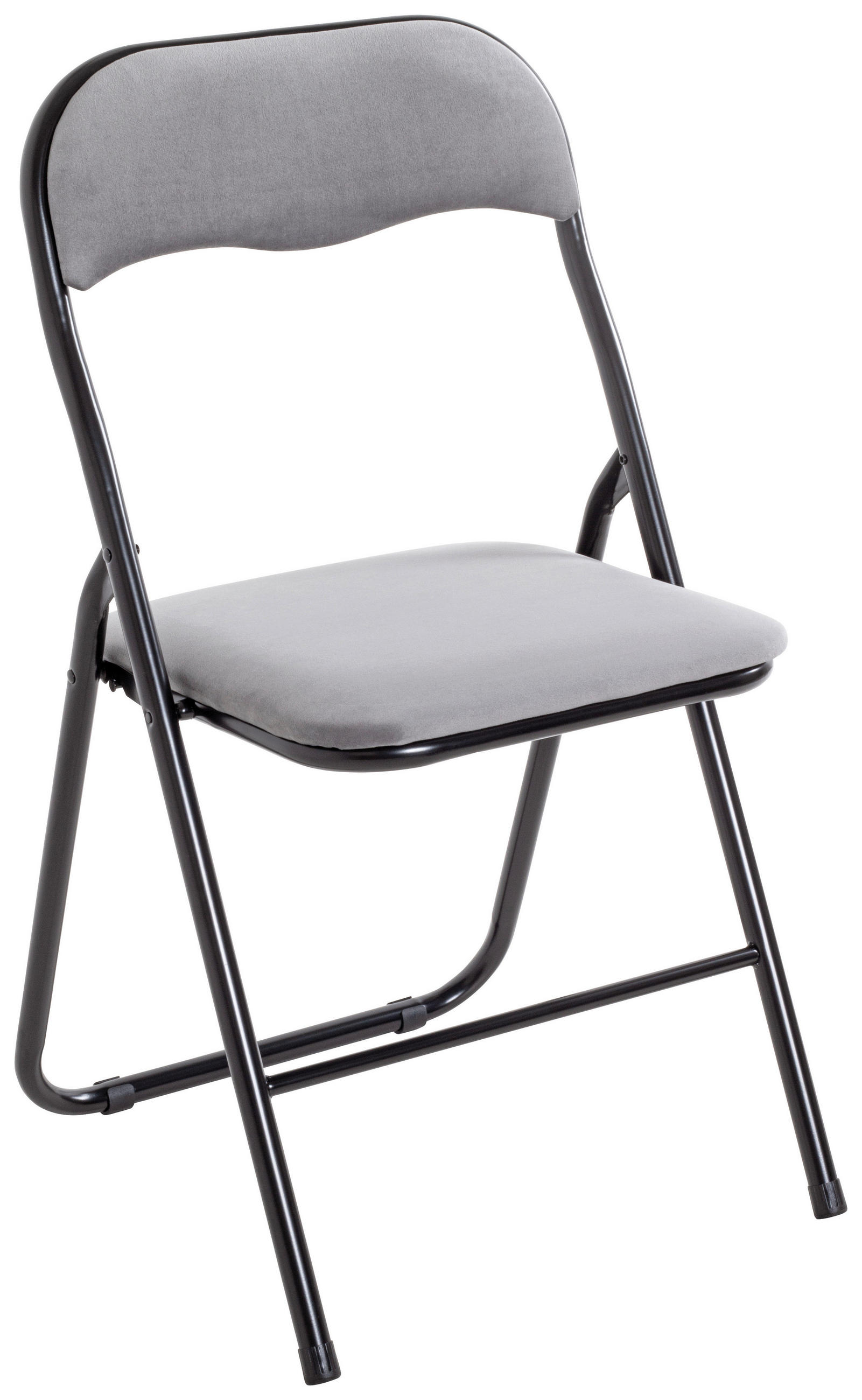 KLAPPSESSEL in Metall, Textil Schwarz, Hellgrau  - Hellgrau/Schwarz, Basics, Textil/Metall (45/81/45cm)