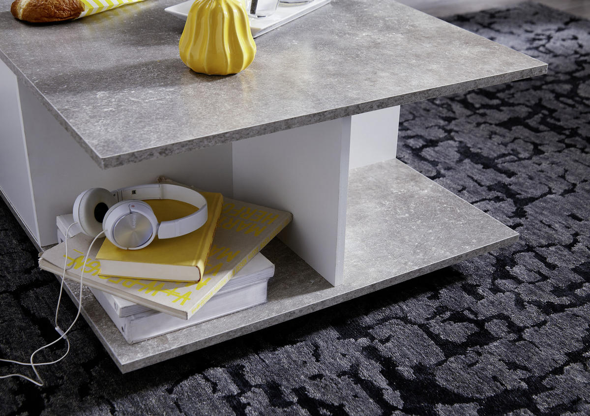 COUCHTISCH in Holzwerkstoff 70/70/36,5 cm  - Weiss/Grau, Modern, Holzwerkstoff/Kunststoff (70/70/36,5cm) - MID.YOU