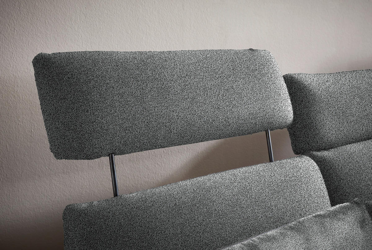 ECKSOFA in Flachgewebe Grau  - Schwarz/Grau, Design, Textil/Metall (259/152cm) - Dieter Knoll