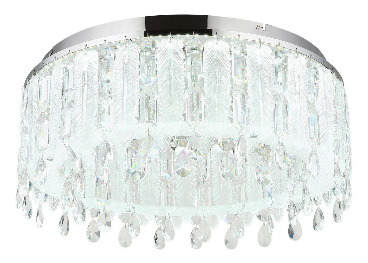 LED-DECKENLEUCHTE 58,5/26,5 cm   - Klar/Chromfarben, LIFESTYLE, Glas/Textil (58,5/26,5cm)