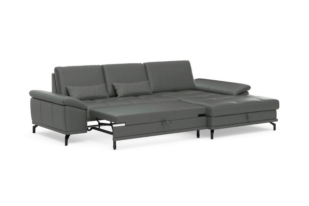ROHOVÁ SEDAČKA, kůže, antracitová - černá/antracitová, Basics, kov/kůže (301/176cm) - Sit & More