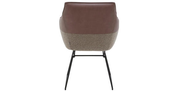 ARMLEHNSTUHL in Flachgewebe Echtleder naturbelassen - Beige/Schwarz, Design, Leder/Textil (62/85/67cm) - Ambiente