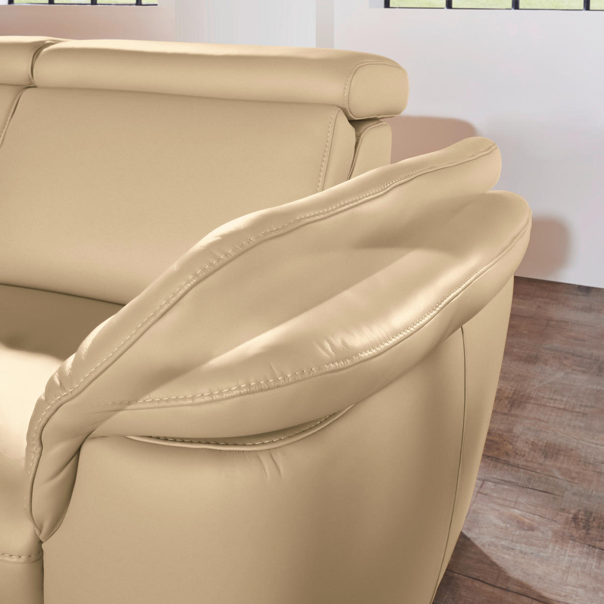 ECKSOFA in Echtleder Hellbraun  - Hellbraun/Alufarben, Design, Leder/Metall (239/271cm) - Cantus
