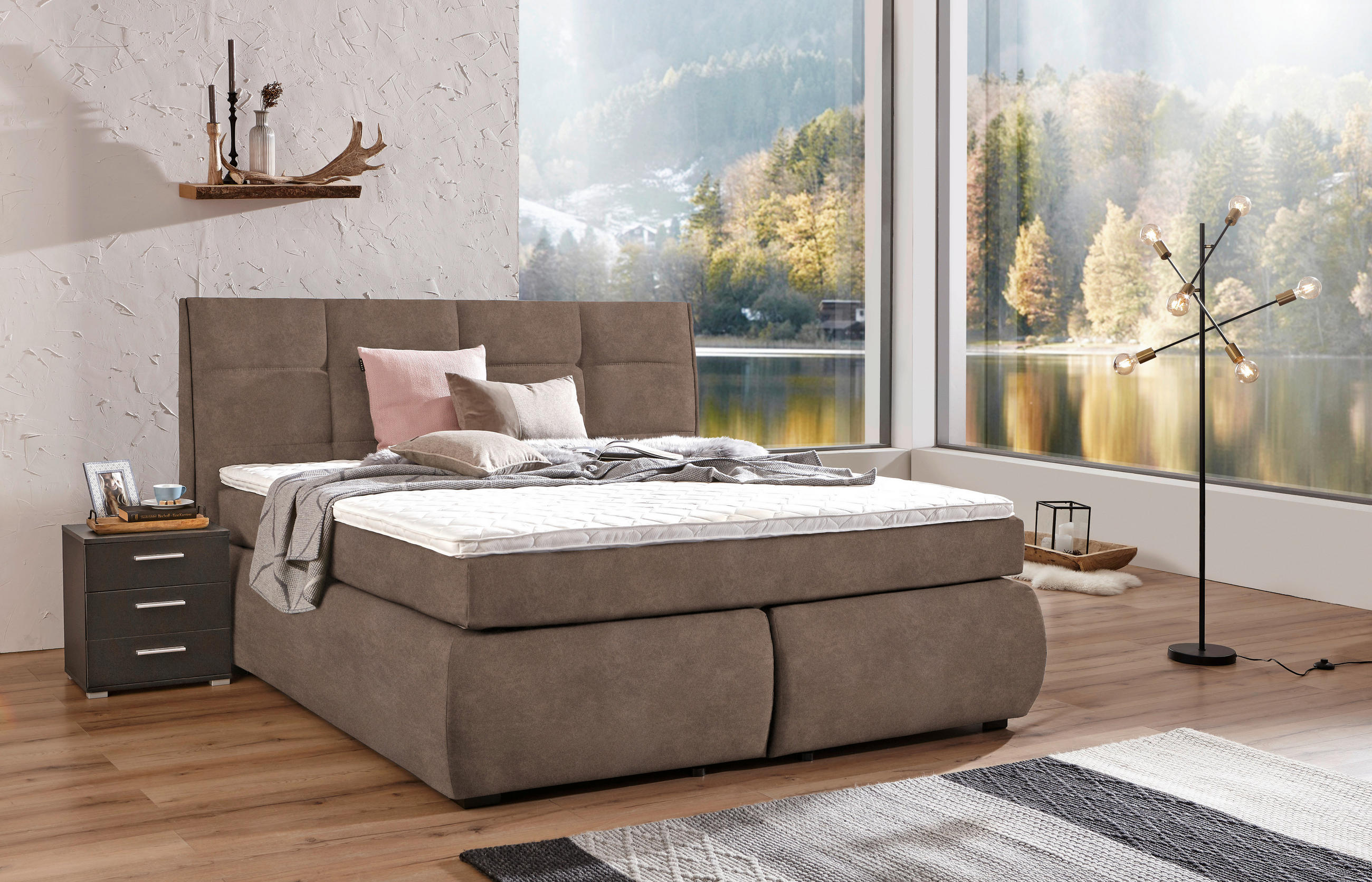 BOXSPRINGBETT 180/200 cm  in Braun  - Wengefarben/Braun, Konventionell, Holz/Textil (180/200cm) - Xora