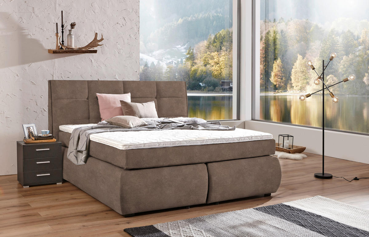 BOXSPRINGBETT 160/200 cm  in Braun  - Wengefarben/Braun, Konventionell, Holz/Textil (160/200cm) - Xora