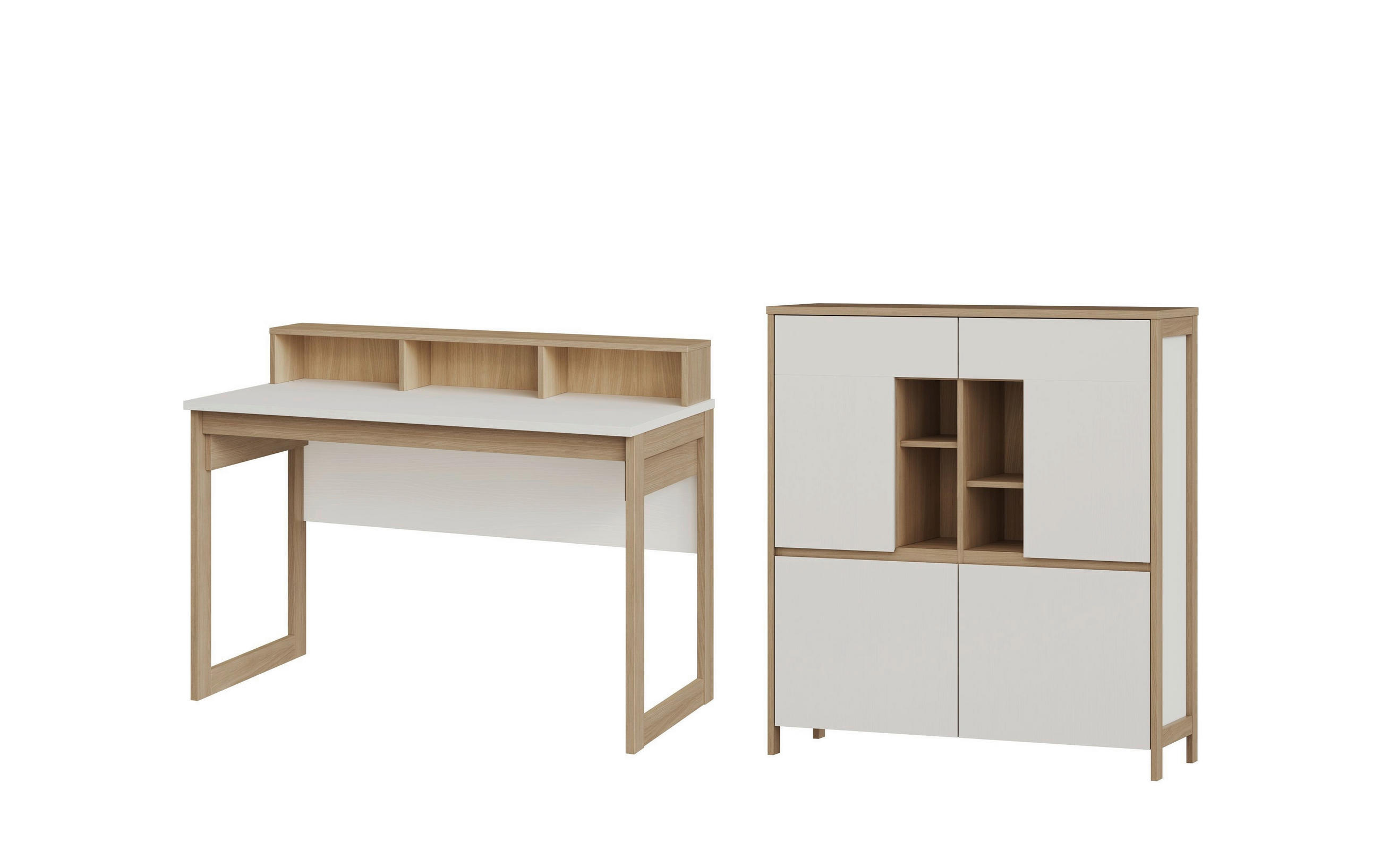 BÜRO erweiterbar, Typenauswahl Weiß - Weiß, Design, Holzwerkstoff - MID.YOU