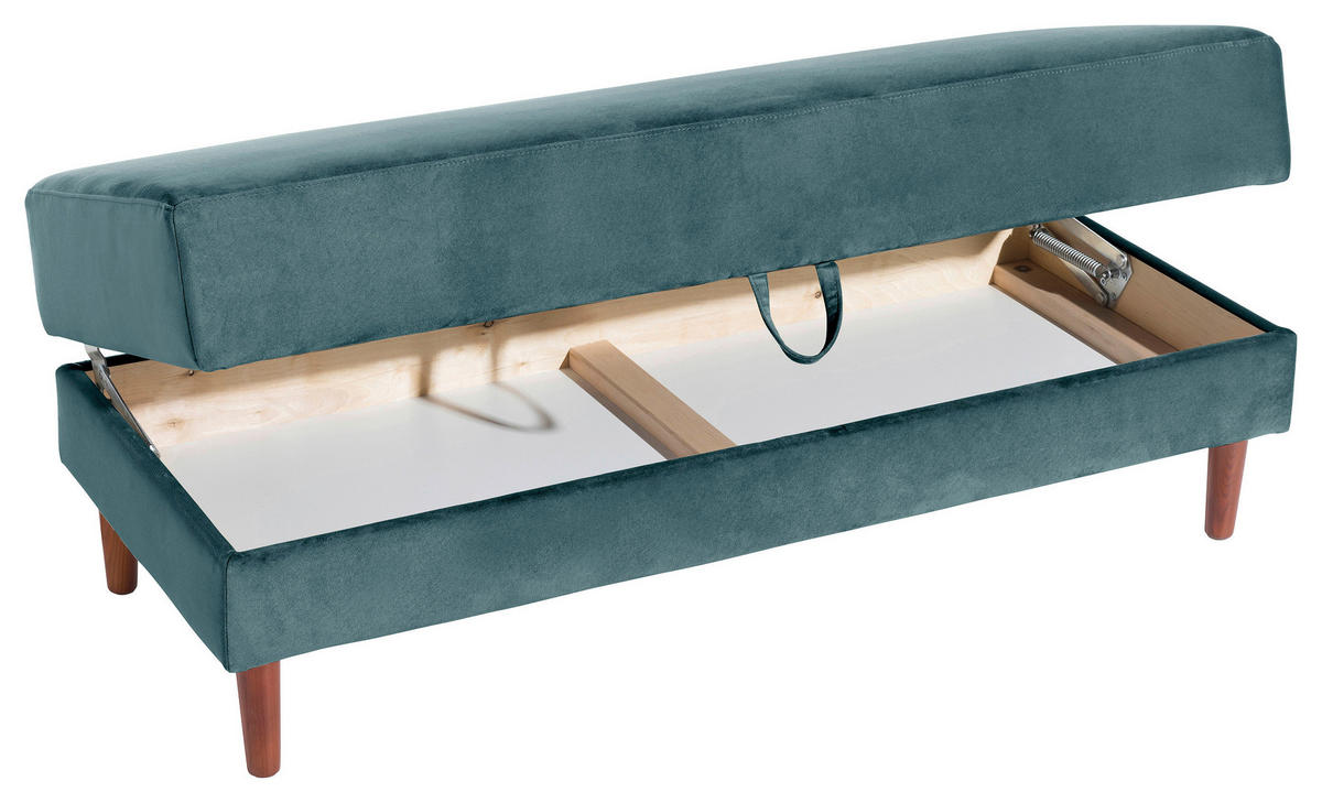ECKSCHLAFSOFA inkl. Hocker in Blau Textil   - Blau/Eschefarben, Design, Holz/Textil (223/152cm) - Max Winzer