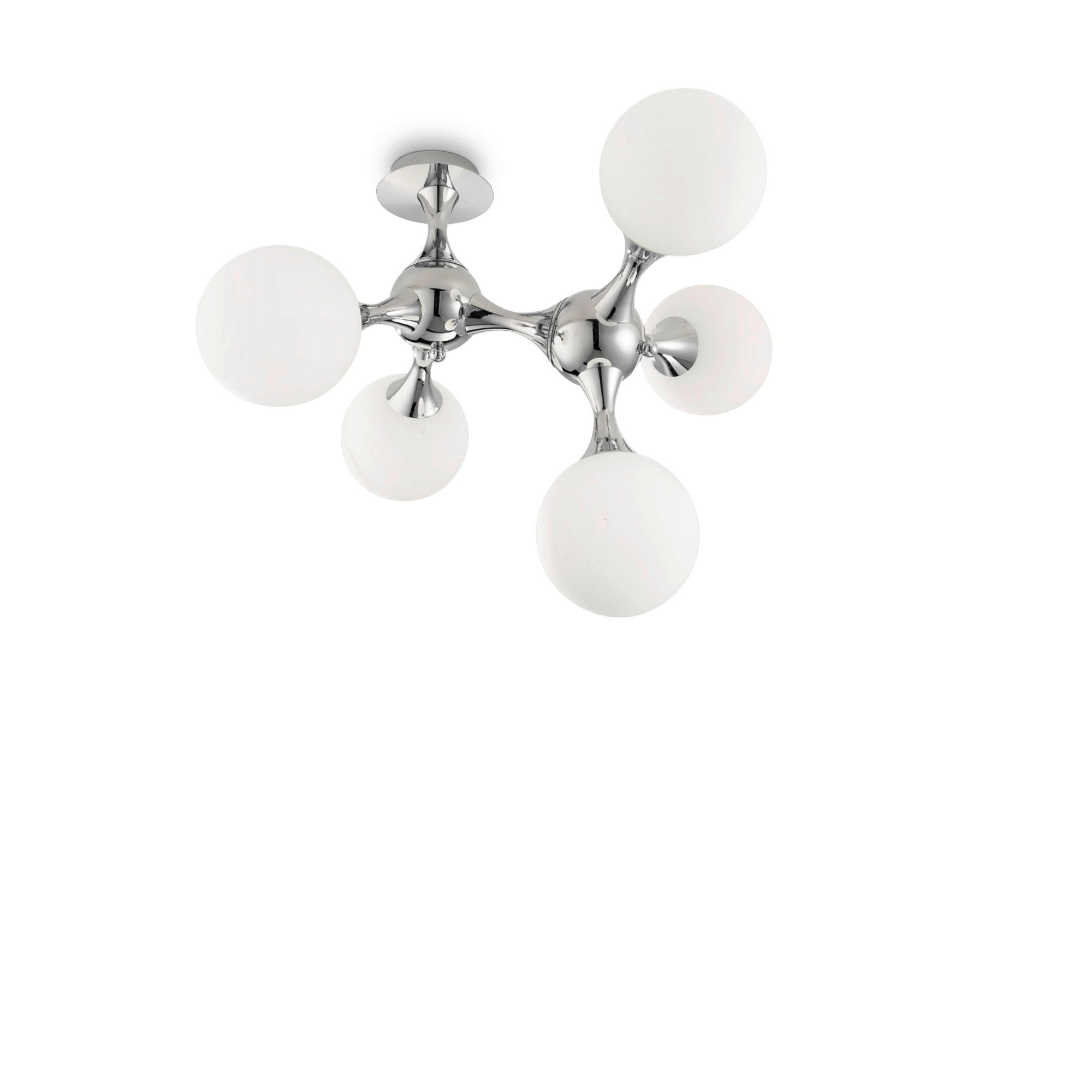DECKENLEUCHTE    55/55/50 cm  - Chromfarben/Weiß, KONVENTIONELL, Glas/Metall (55/55/50cm) - Ideal Lux