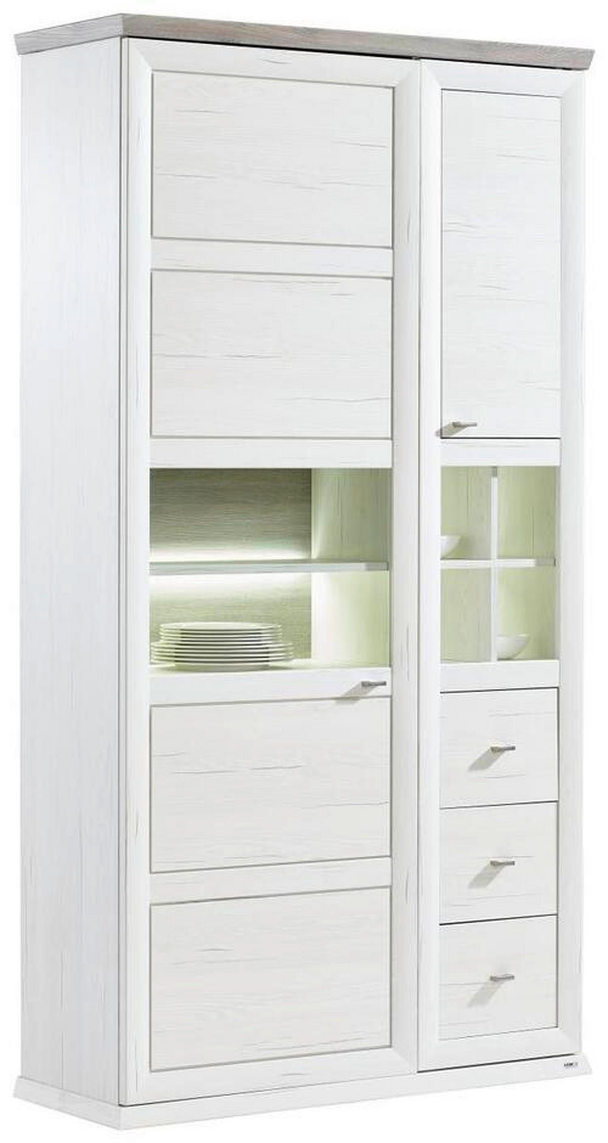 VITRINE in Grau, Weiss  - Weiss/Grau, Lifestyle, Glas/Holzwerkstoff (110/209/43cm) - Hom`in