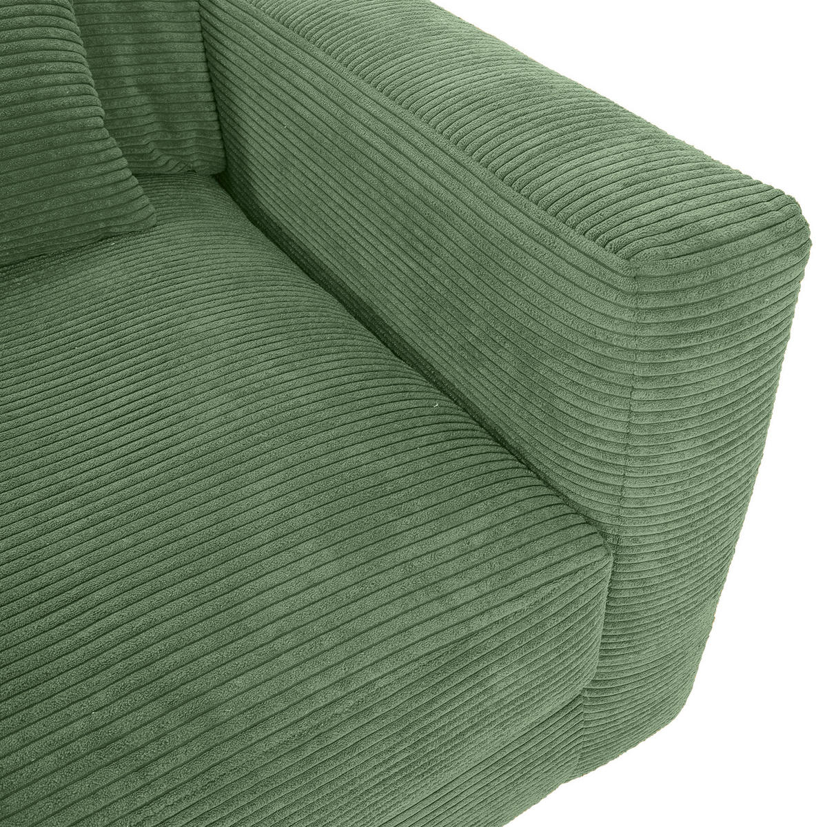 BIGSOFA in Cord Olivgrün  - Schwarz/Olivgrün, Konventionell, Kunststoff/Textil (260/66/115cm) - MID.YOU