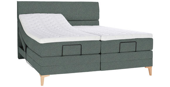 BOXSPRINGBETT 180/200 cm  in Grün  - Eichefarben/Grün, KONVENTIONELL, Holz/Textil (180/200cm) - Voleo