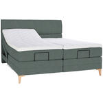 BOXSPRINGBETT 180/200 cm  in Grün  - Eichefarben/Grün, KONVENTIONELL, Holz/Textil (180/200cm) - Voleo