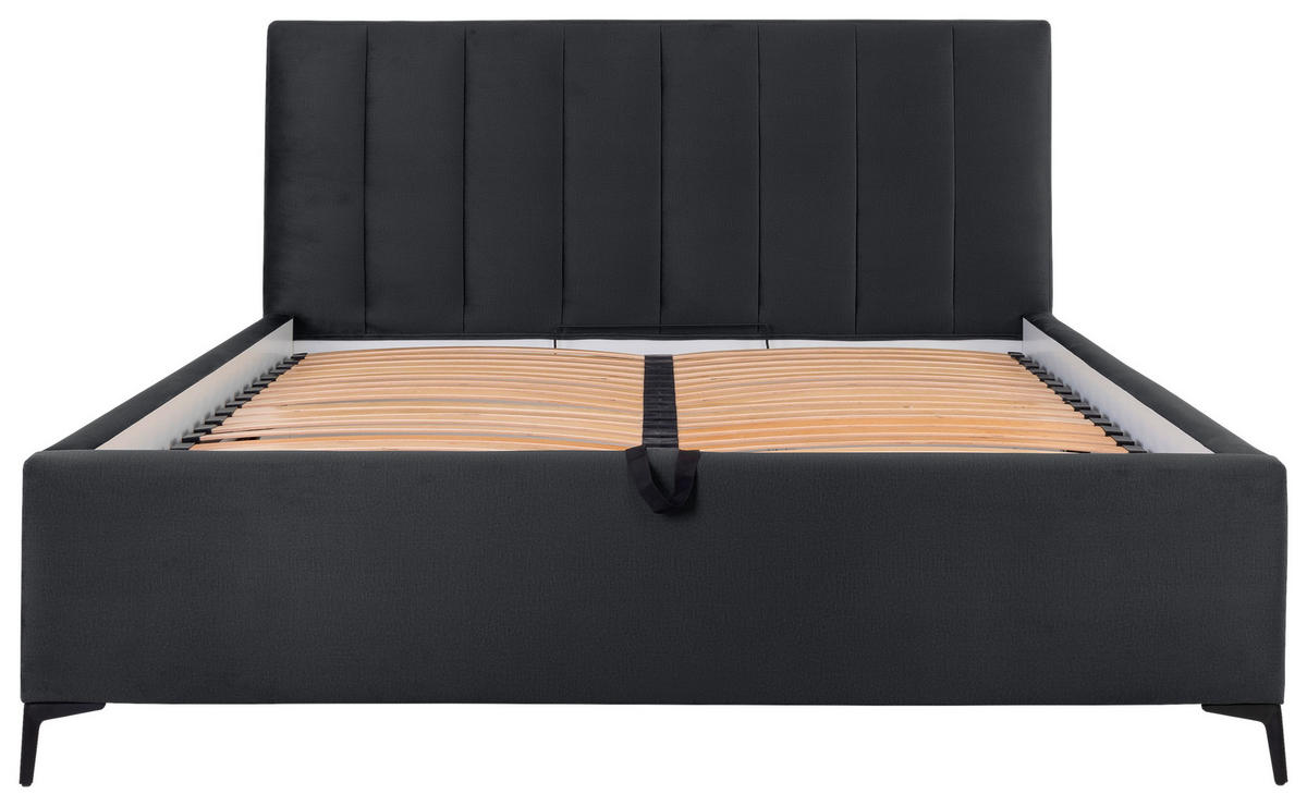 POLSTERBETT Lattenrost, Bettkasten 140/200 cm  in Schwarz  - Birkefarben/Schwarz, KONVENTIONELL, Holz/Textil (140/200cm) - Boxxx